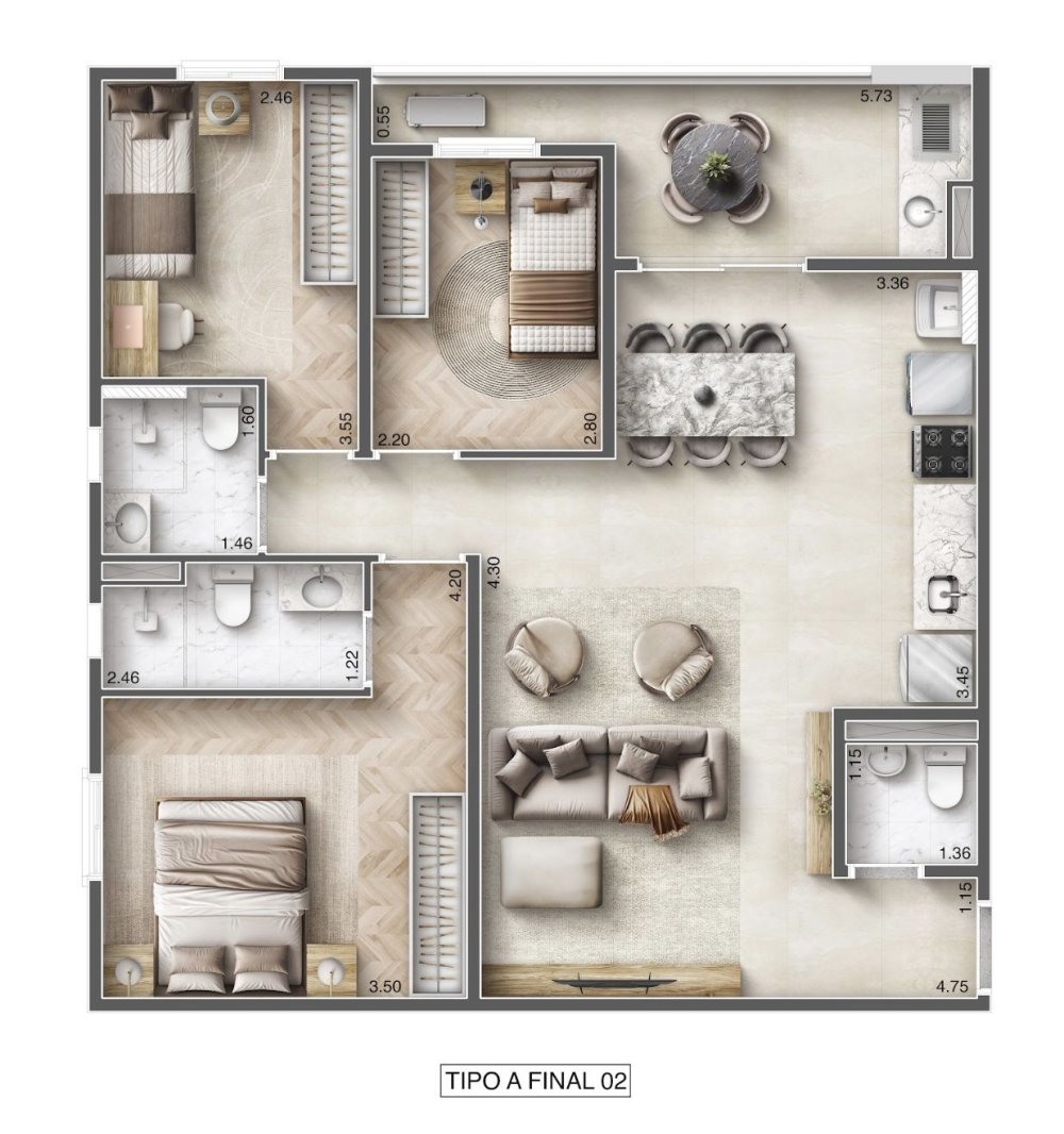 Planta tipo 78,10 m�